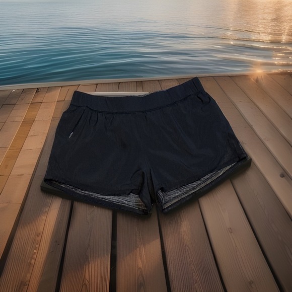 Lululemon Women's Sz 10 Reversible Black/gray Running Workout Fitness Shorts VGC - Picture 1 of 7